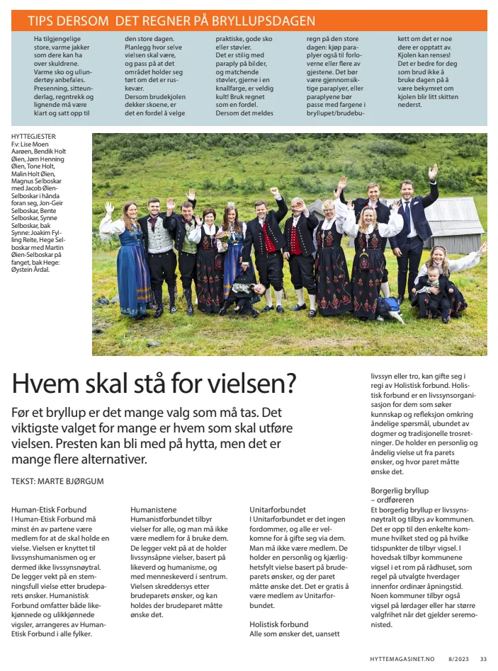 Oppslag fra reportasjen Bryllup på hytta i Aftenpostens Hyttemagasinet
